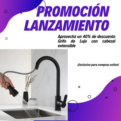 Grifo de Lujo con cabezal extensible  Tames Eclipse Llega a cada rincón